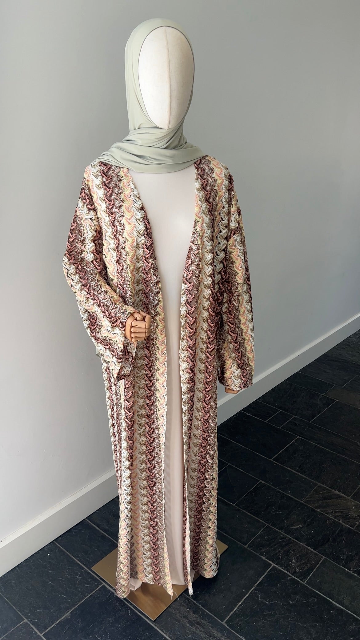 STRIPED KIMONO TAUPE PINK