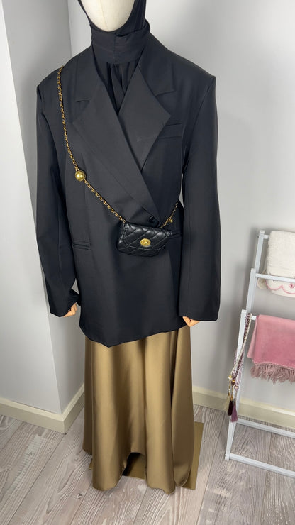 SATIN SKIRT SAND BROWN