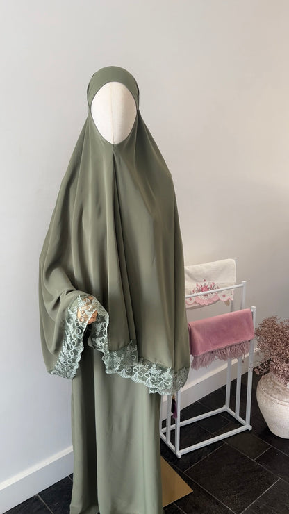 LACE KHIMAR SET GREEN