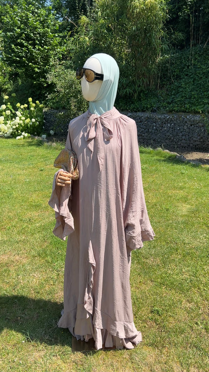 AIRY RUFFLE DRESS WARM TAUPE
