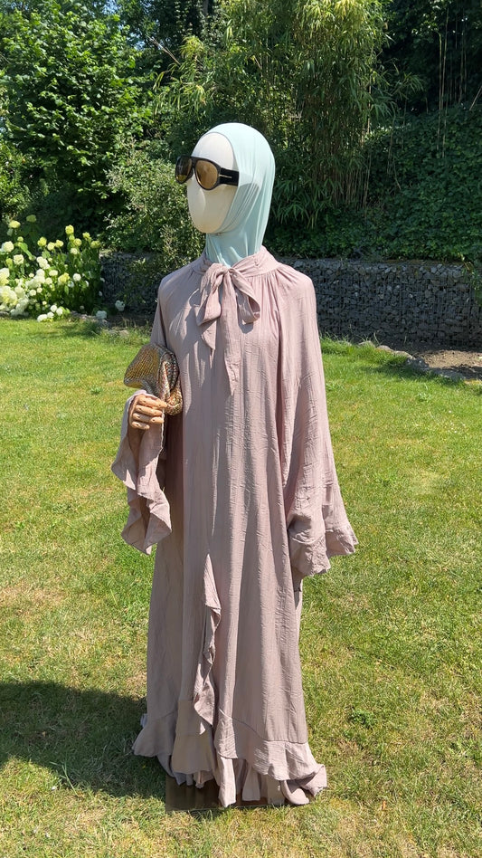 AIRY RUFFLE DRESS WARM TAUPE