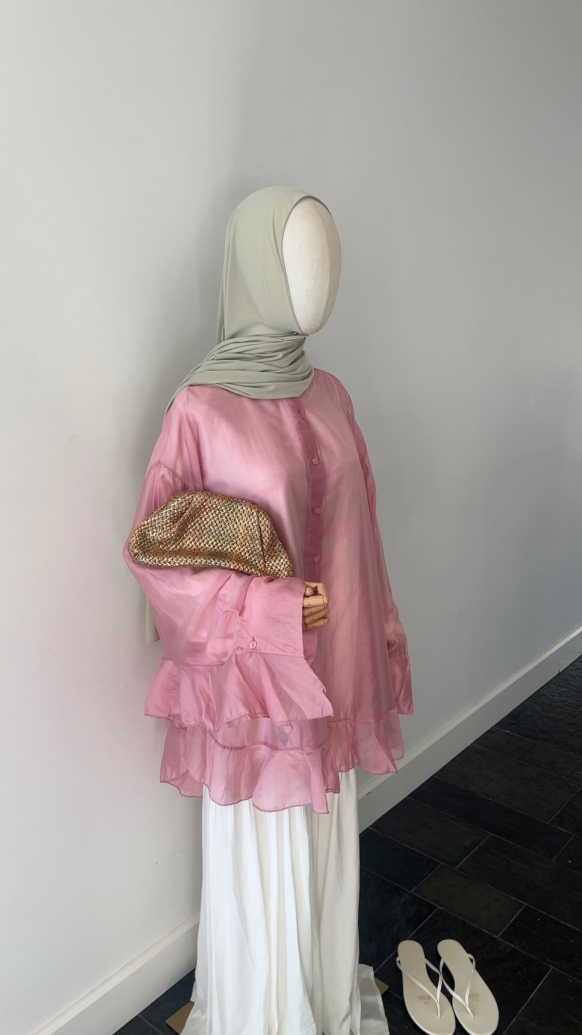 RUFFLE SHIRT ROSE (see through)