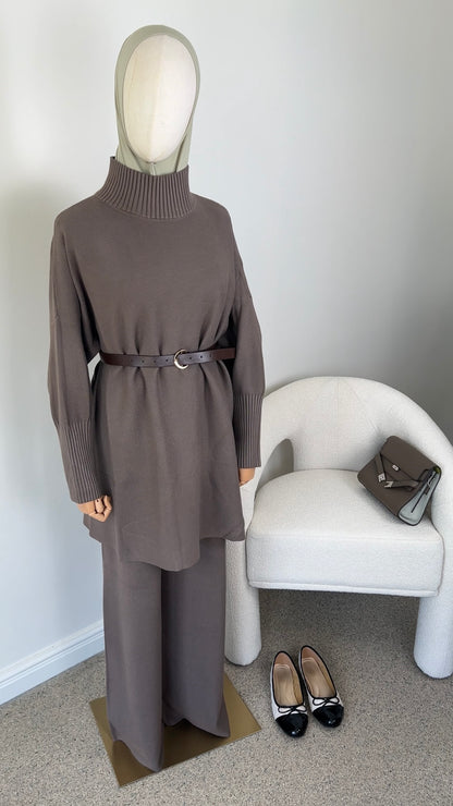 ELEGANT KNIT SET TAUPE