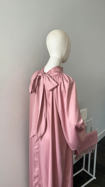 SATIN BOW TIE DRESS PINK