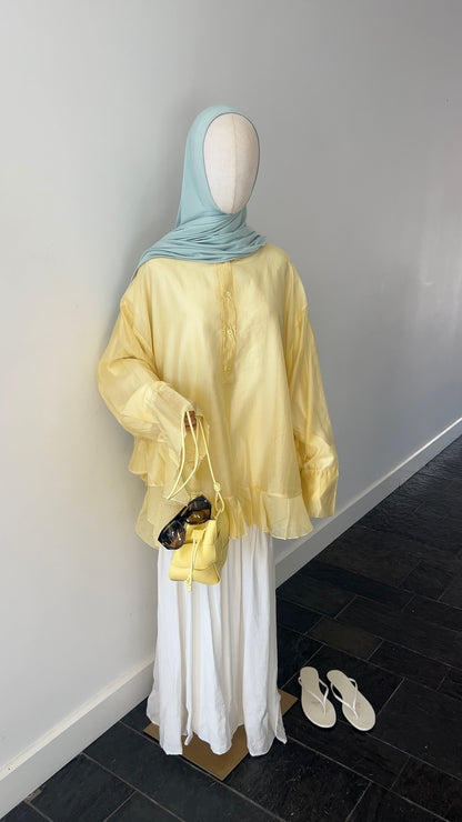 RUFFLE SHIRT BUTTER YELLOW (see through)