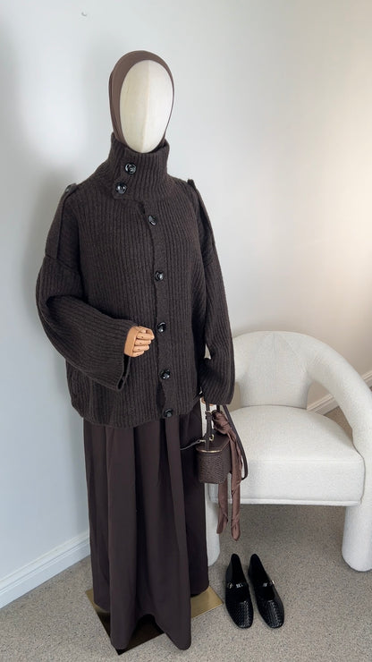 MAXI SKIRT DARK BROWN
