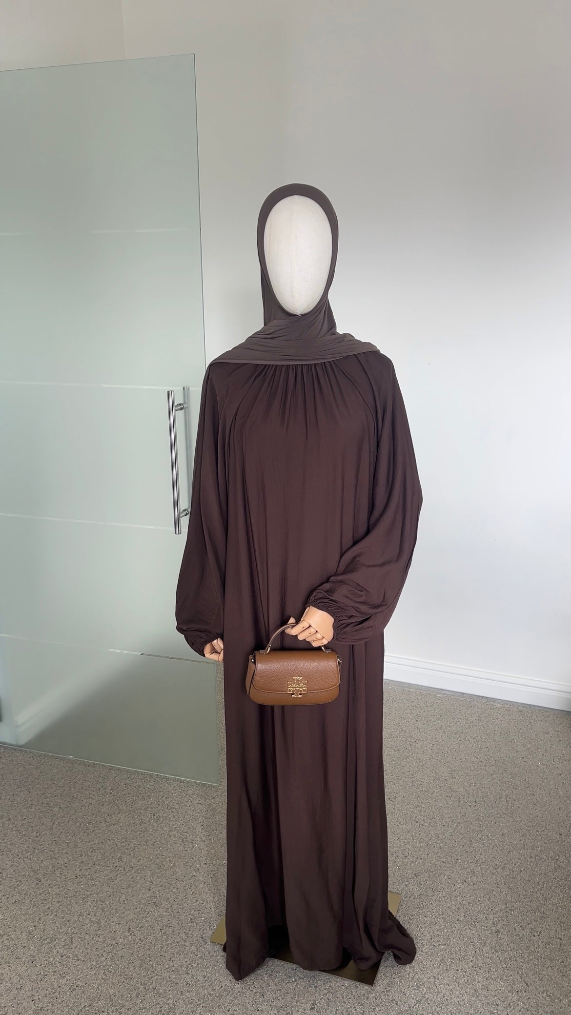 SOFT VISCOSE ABAYA DARK BROWN