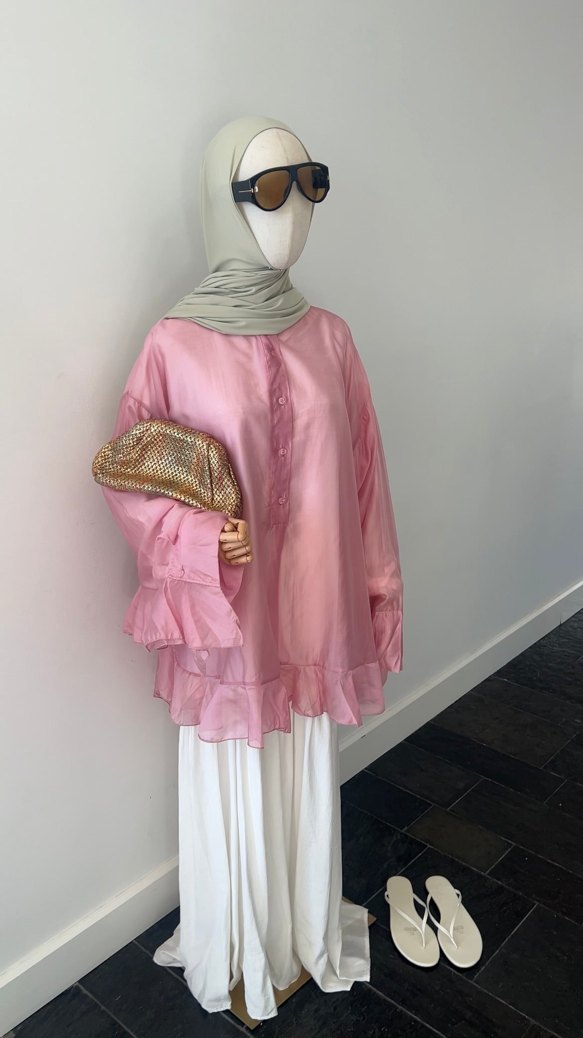 RUFFLE SHIRT ROSE (see through)