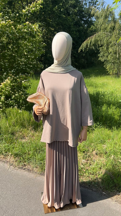 PLISSÉ SKIRT TAUPE