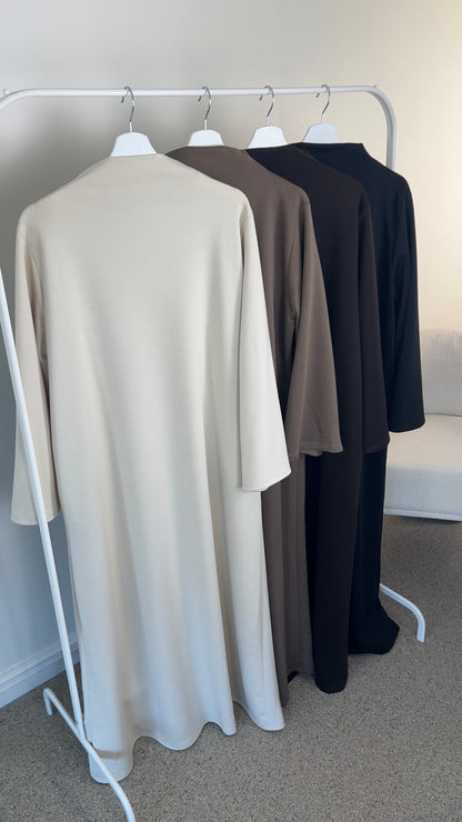 COMFY JERSEY DRESS DARK BROWN