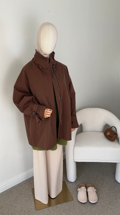 TRENCH COAT MIDI BROWN