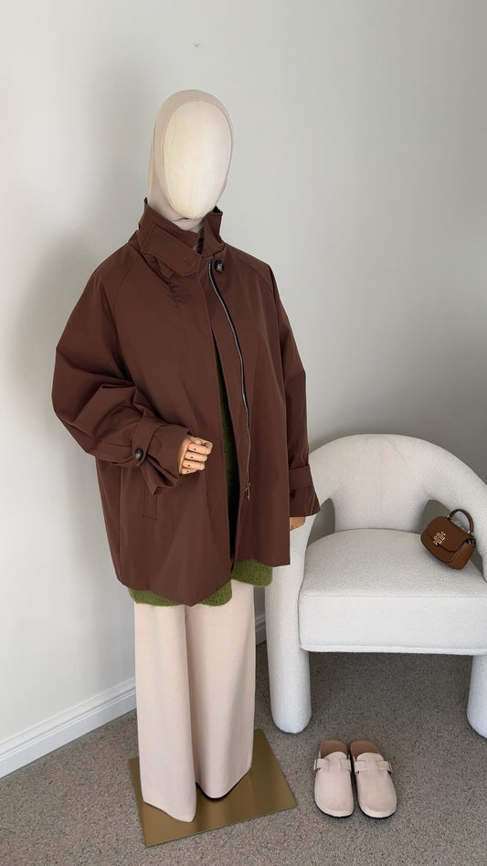 TRENCH COAT MIDI BROWN