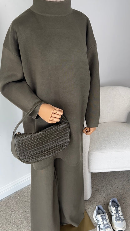 COTTON KNITTED SET KHAKI