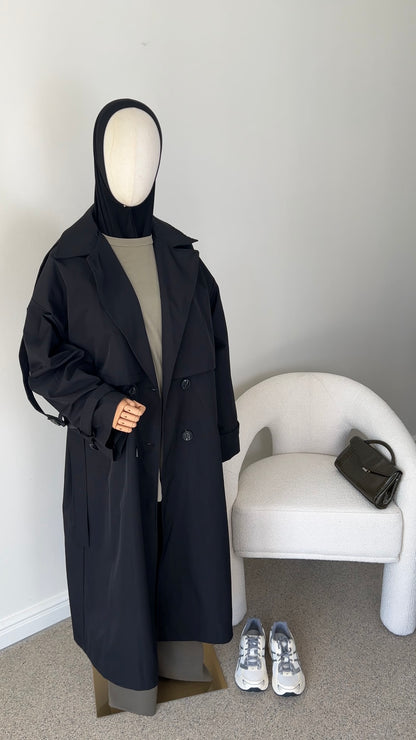 PREMIUM TRENCH COAT BLACK