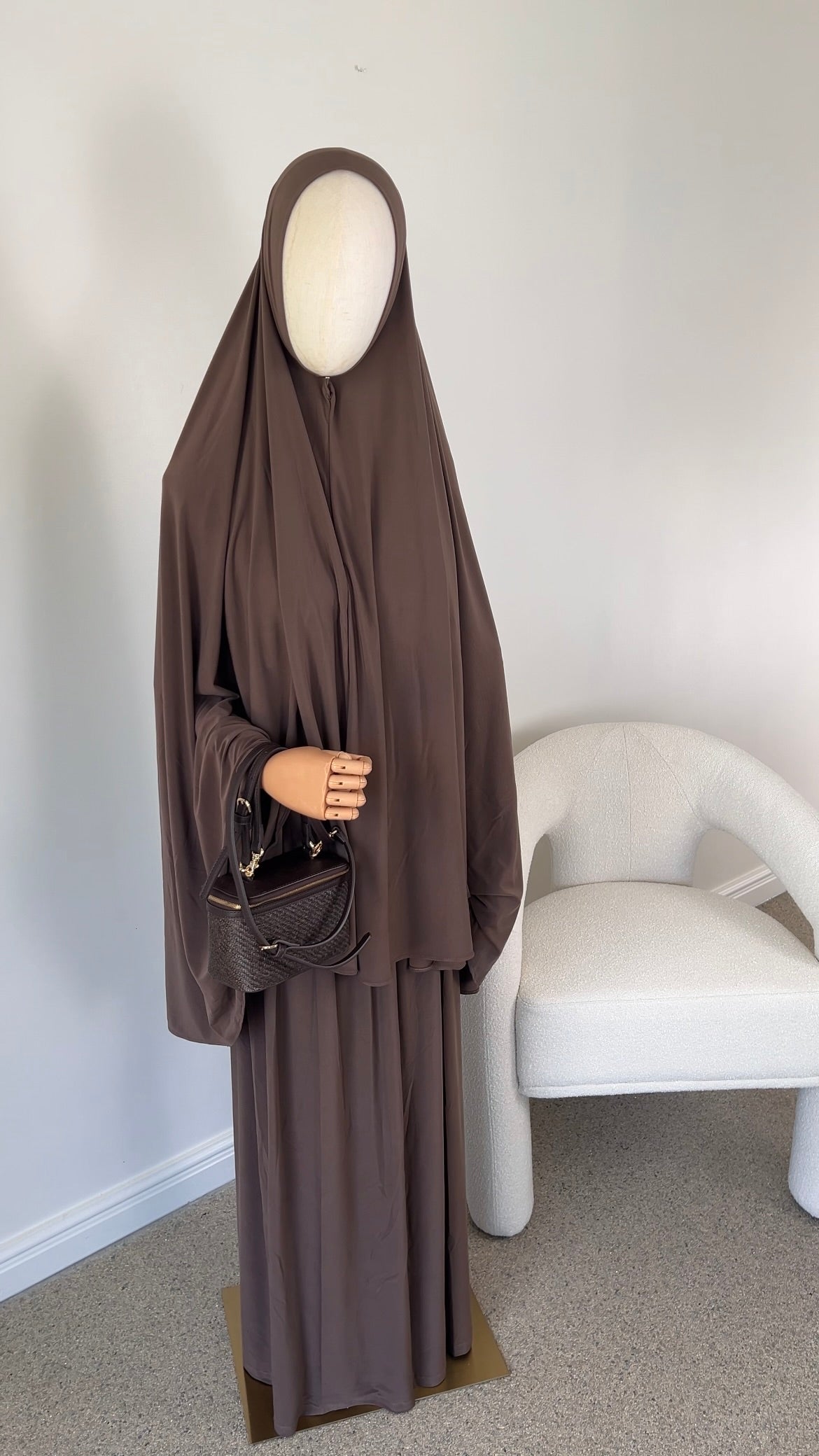 SKIRT KHIMAR SET DARK BROWN
