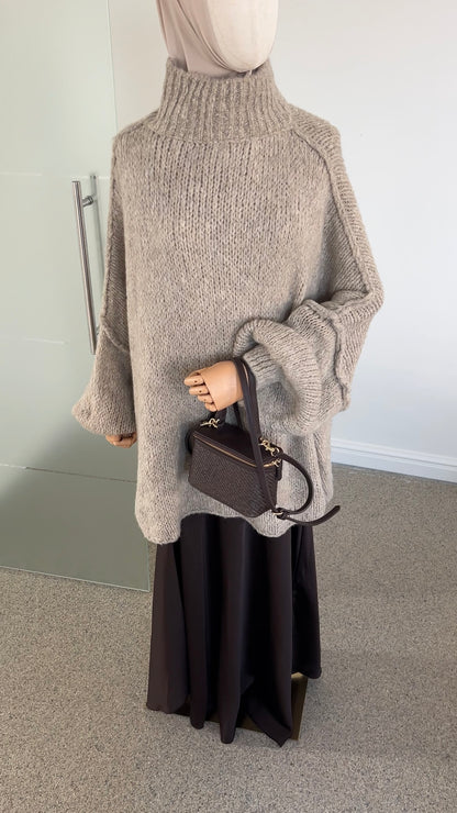 SATIN SKIRT DARK BROWN