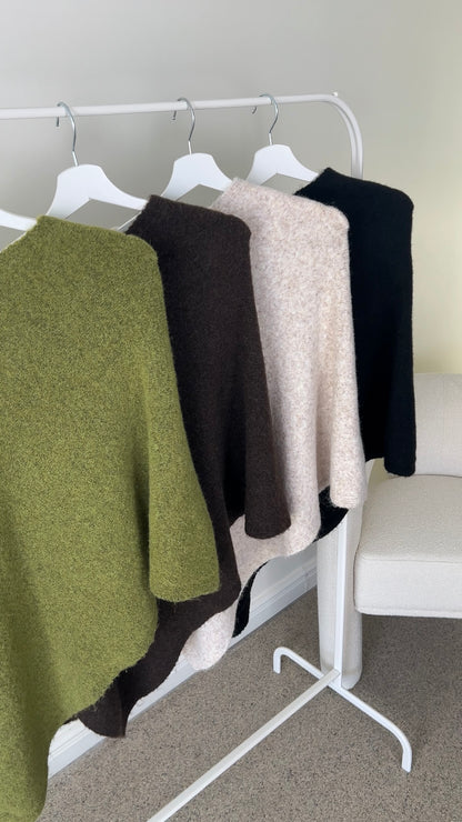 KNIT PONCHO OLIVE (RESTOCKING SOON)