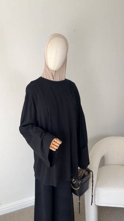 COTTON EXTRA LONGSLEEVE BLACK