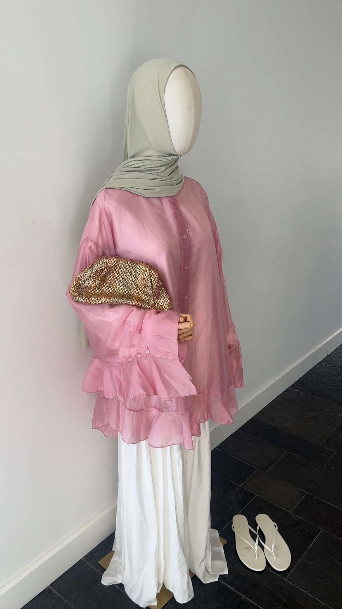 RUFFLE SHIRT ROSE (see through)