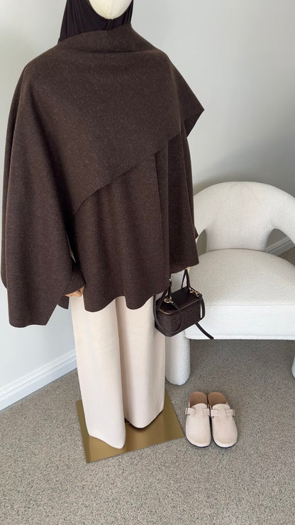 SCARF PONCHO DARK BROWN (RESTOCKING SOON)