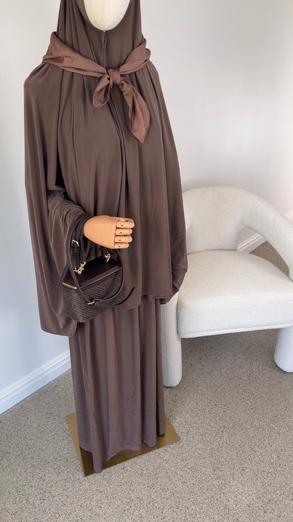 SKIRT KHIMAR SET DARK BROWN