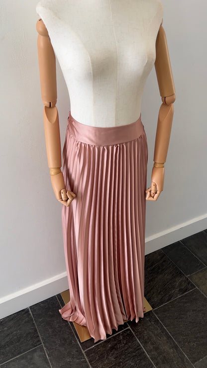 SATIN PLISSÉ SKIRT OLD ROSE