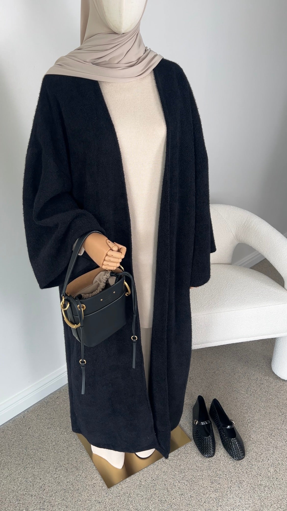 TEDDY ABAYA COAT BLACK