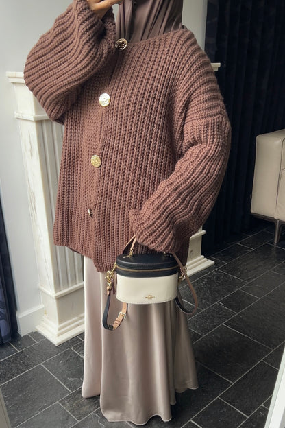 BROWN BUTTON CARDIGAN