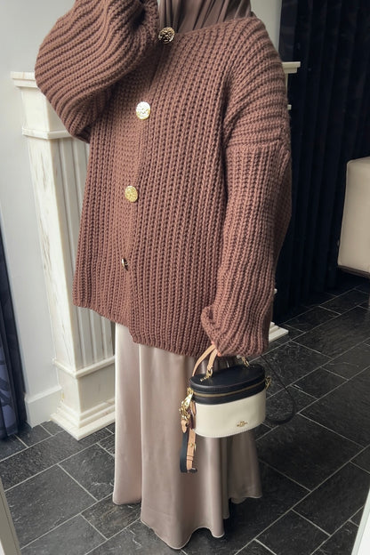 BROWN BUTTON CARDIGAN