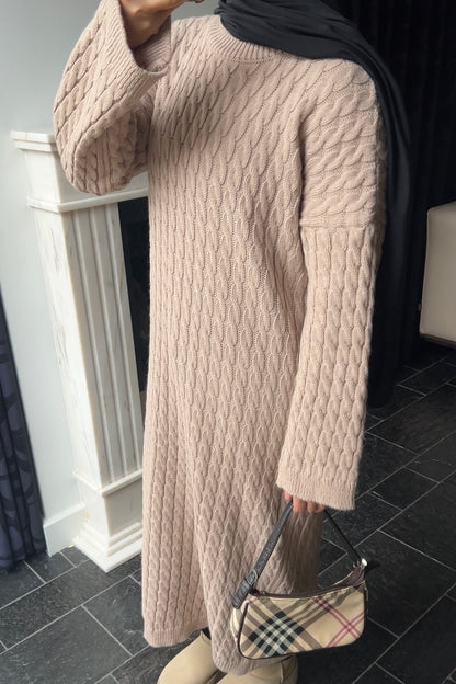 CAMEL CABLE DRESS