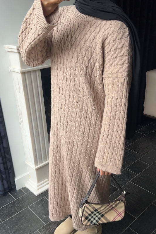 CAMEL CABLE DRESS