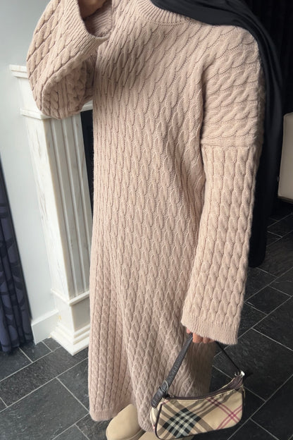 CAMEL CABLE DRESS