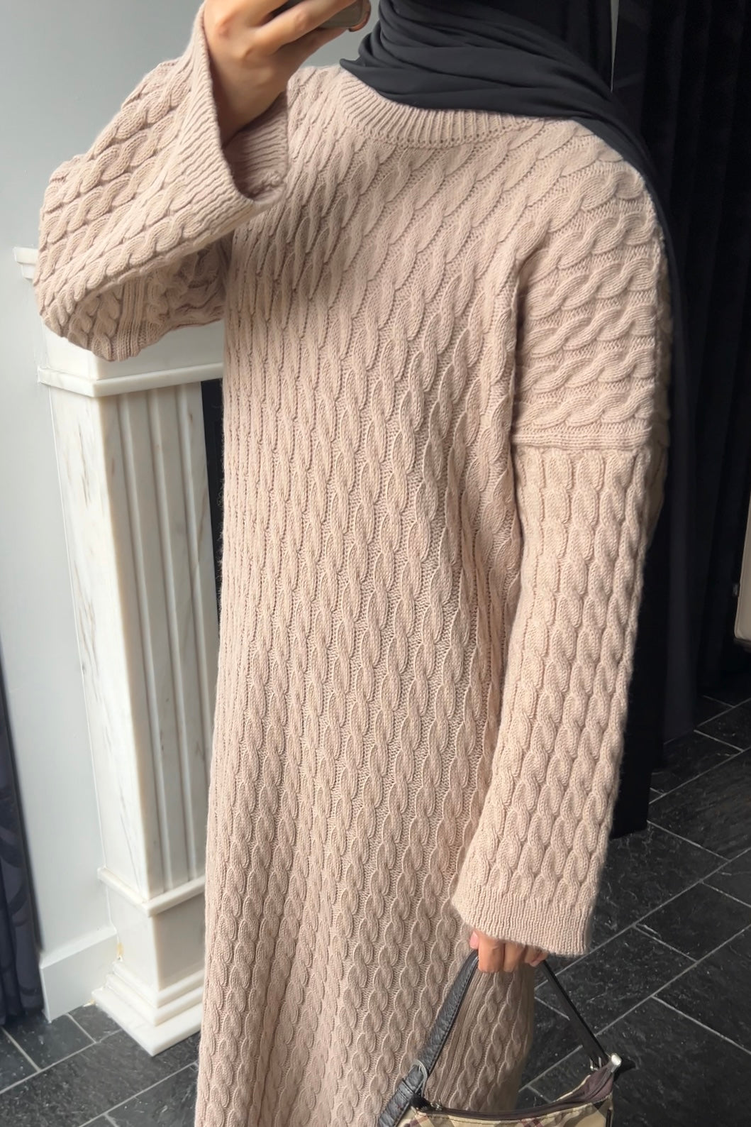 CAMEL CABLE DRESS