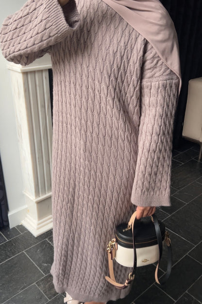 TAUPE CABLE DRESS