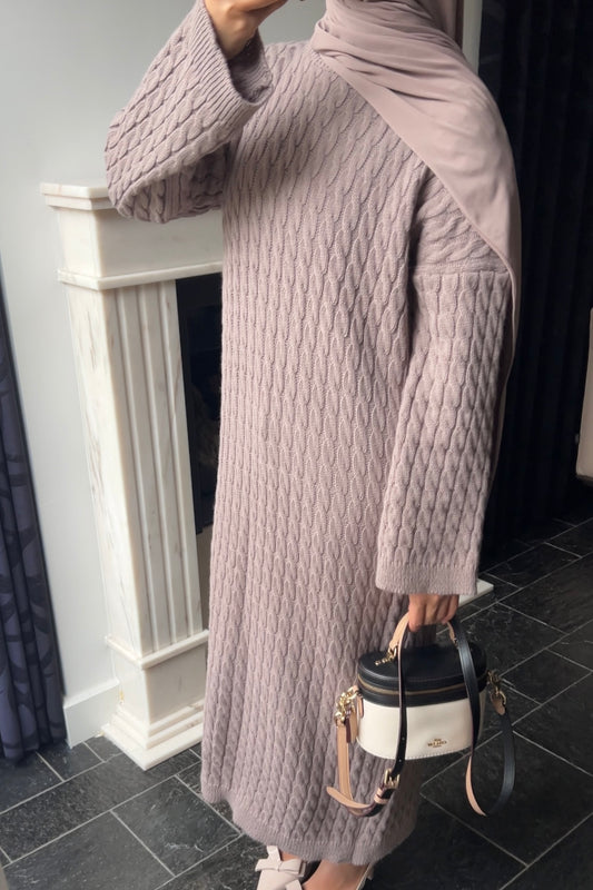 TAUPE CABLE DRESS