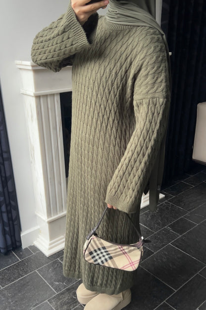KHAKI CABLE DRESS