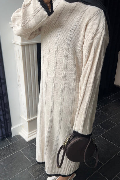 BEIGE LINE DRESS