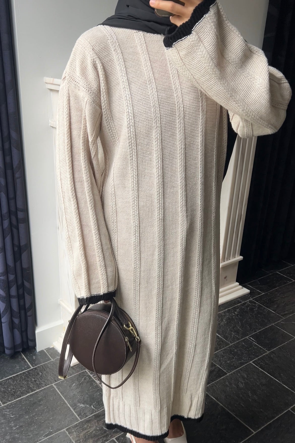 BEIGE LINE DRESS