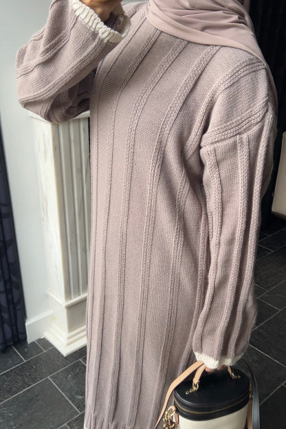 TAUPE LINE DRESS