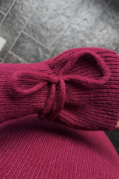 BURGUNDY BOW TIE DRESS