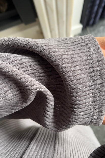 GREY RIBBED ABAYA