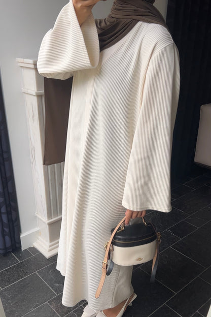 OFF-WHITE RIBBED ABAYA