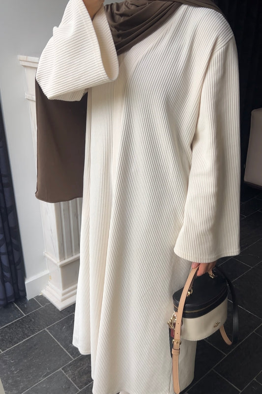 OFF-WHITE RIBBED ABAYA