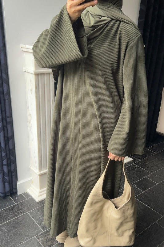KHAKI RIBBED ABAYA