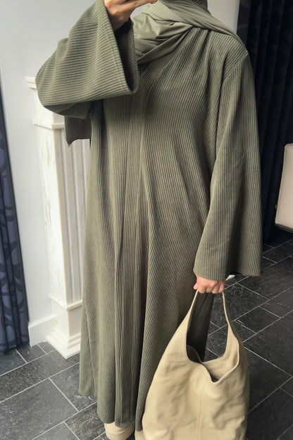 KHAKI RIBBED ABAYA