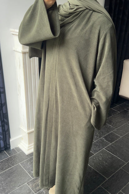 KHAKI RIBBED ABAYA