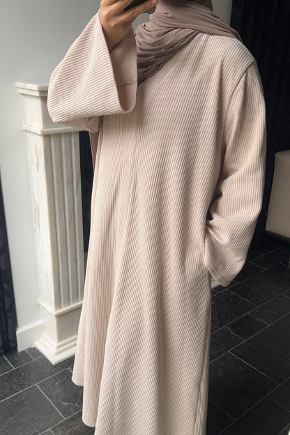 BEIGE RIBBED ABAYA