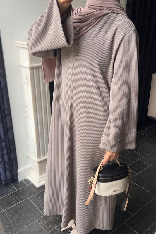 TAUPE RIBBED ABAYA