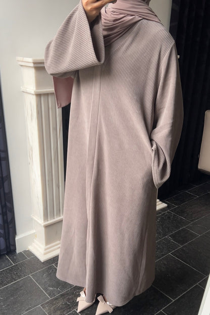 TAUPE RIBBED ABAYA