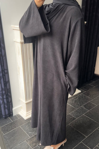 BLACK RIBBED ABAYA